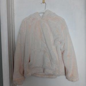Forever 21 White Fluffy Hoodie Medium